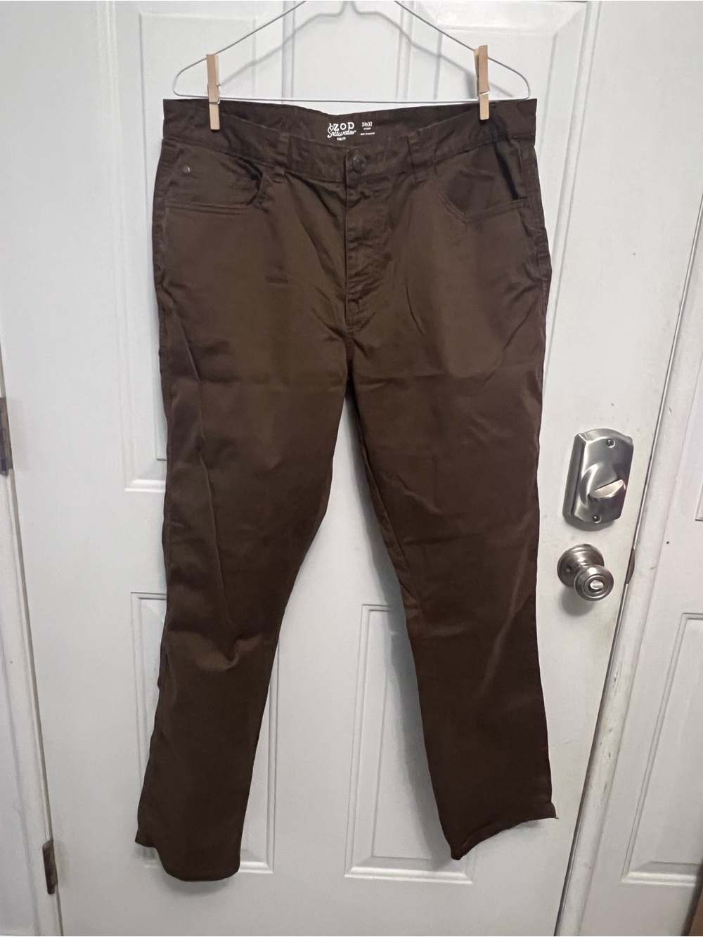 IZOD Saltwater Stretch Men’s Pants 34x32 Brown Straight Leg Chino Cotton Blend